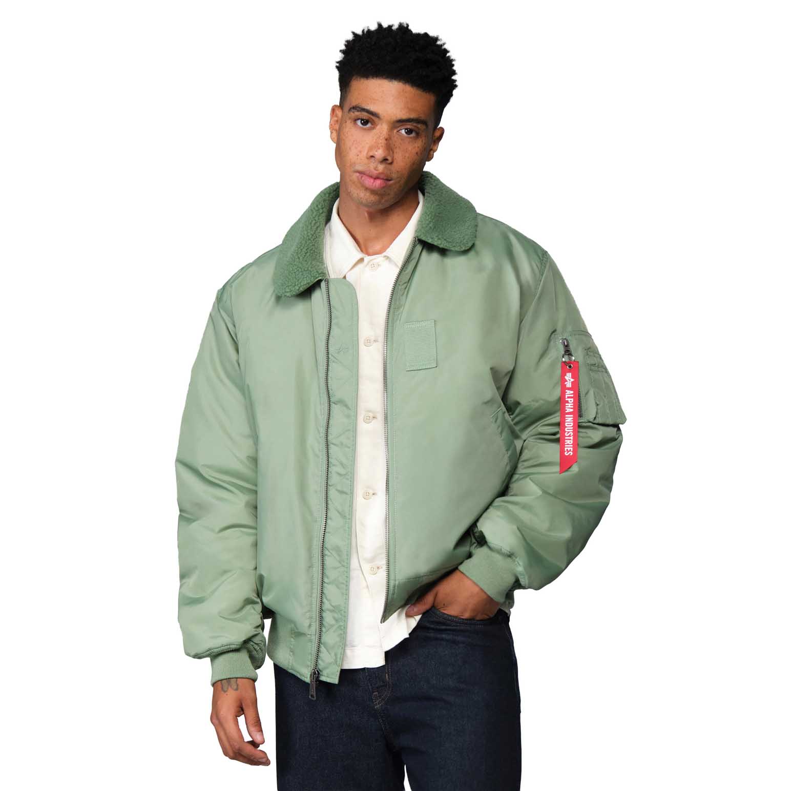 Alpha Industries MA-1 Hooded Relaxed Fit Flight Jacket (Oxford Logo)